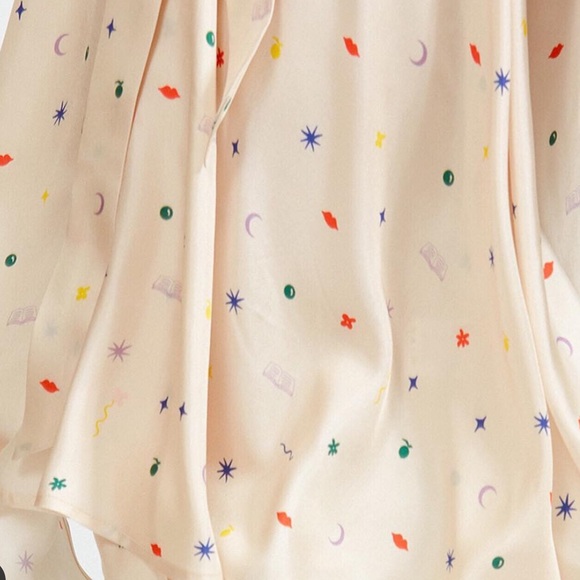 Anthropologie Apalma (ethical and sustainable brand) 100% Silk Wrap Dress-Cream - Picture 10 of 12